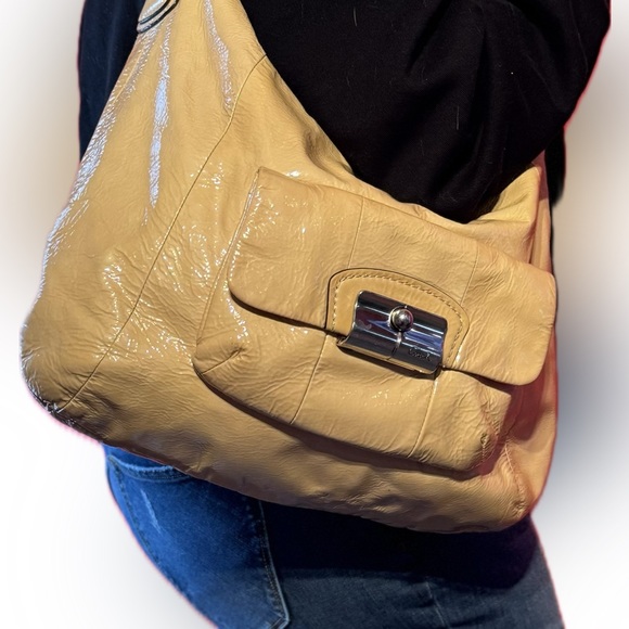 Coach Kristin Tan Soft Leather Convertible Hobo Cross Body Shoulder Bag XL - Picture 6 of 12